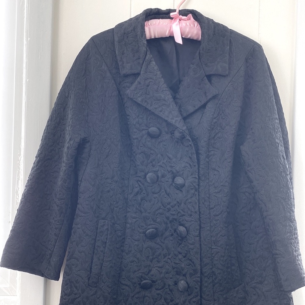Vintage 60s Brocade A Line Double Breasted Coat L